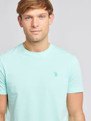 Голубой - U.S. Polo Assn. Mens Regular Fit Double Horsemen 100% Cotton T-Shirt - Image 4 of 7