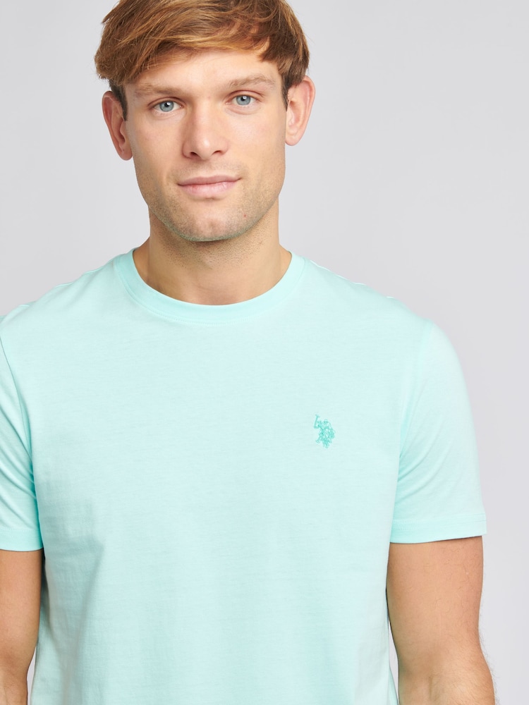 U.S. Polo Assn. Light Blue Mens Regular Fit Double Horsemen 100% Cotton T-Shirt - Image 4 of 7