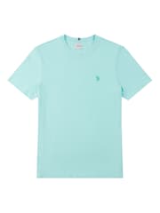 Голубой - U.S. Polo Assn. Mens Regular Fit Double Horsemen 100% Cotton T-Shirt - Image 6 of 7