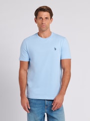 Синий - U.S. Polo Assn. Mens Regular Fit Double Horsemen 100% Cotton T-Shirt - Image 1 of 6