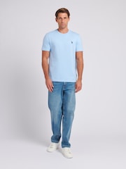 Синий - U.S. Polo Assn. Mens Regular Fit Double Horsemen 100% Cotton T-Shirt - Image 3 of 6