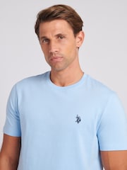 Синий - U.S. Polo Assn. Mens Regular Fit Double Horsemen 100% Cotton T-Shirt - Image 4 of 6