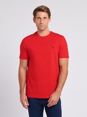 Красный - U.S. Polo Assn. Mens Regular Fit Double Horsemen 100% Cotton T-Shirt - Image 1 of 6