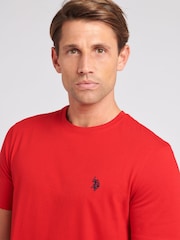 Красный - U.S. Polo Assn. Mens Regular Fit Double Horsemen 100% Cotton T-Shirt - Image 2 of 6