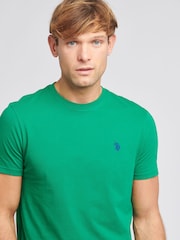 Темно-зеленый - U.S. Polo Assn. Mens Regular Fit Double Horsemen 100% Cotton T-Shirt - Image 2 of 7