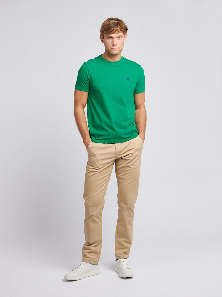 U.S. Polo Assn. Dark Green Mens Regular Fit Double Horsemen 100% Cotton T-Shirt - Image 3 of 7