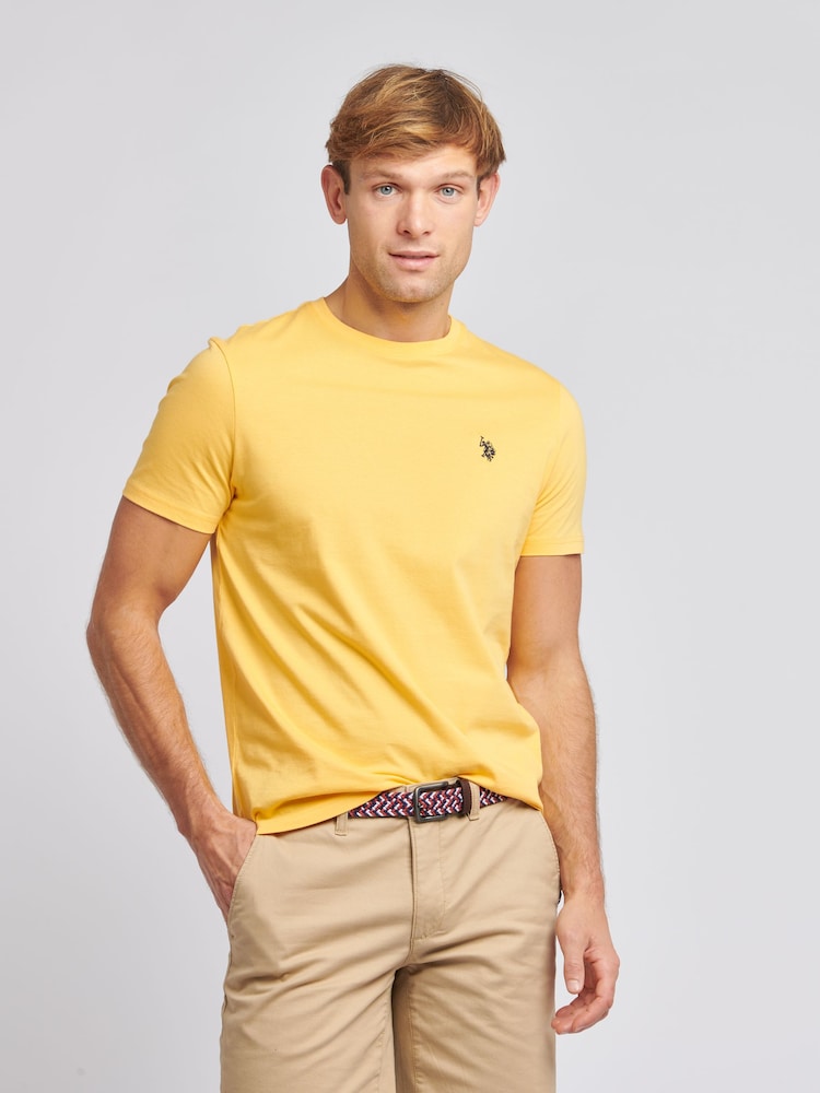 Оранжевый - U.S. Polo Assn. Mens Regular Fit Double Horsemen 100% Cotton T-Shirt - Image 1 of 7