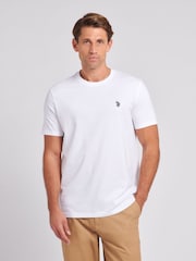 Белый - U.S. Polo Assn. Mens Regular Fit Double Horsemen 100% Cotton T-Shirt - Image 1 of 6