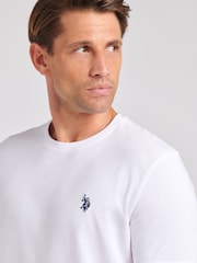 Белый - U.S. Polo Assn. Mens Regular Fit Double Horsemen 100% Cotton T-Shirt - Image 2 of 6