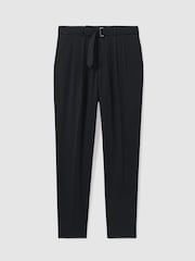 Reiss Navy Pin Belted Cropped Trousers - Image 2 of 6