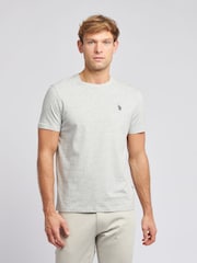 U.S. Polo Assn. Grey Mens Regular Fit Double Horsemen 100% Cotton T-Shirt - Image 1 of 7