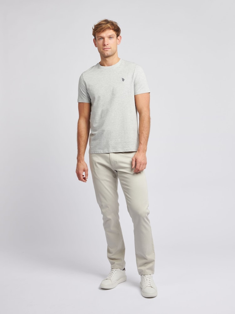 U.S. Polo Assn. Grey Mens Regular Fit Double Horsemen 100% Cotton T-Shirt - Image 3 of 7
