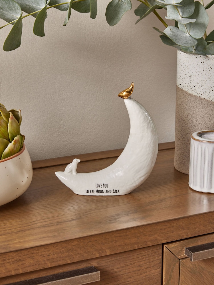White To The Moon And Back Sentiment Ceramic Ornament - Image 1 of 4