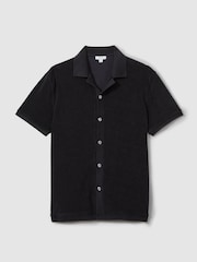 Reiss Navy Eden Towelling Cuban Collar Shirt - Image 2 of 5