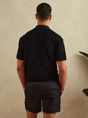 Reiss Navy Eden Towelling Cuban Collar Shirt - Image 4 of 5