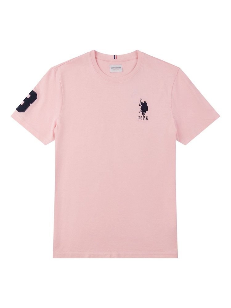U.S. Polo Assn. Pink Regular Fit Mens 100% Cotton Player 3 T-Shirt - Image 6 of 7