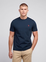 Темно-синий - U.S. Polo Assn. Mens Regular Fit Double Horsemen 100% Cotton T-Shirt - Image 1 of 8