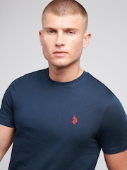 Темно-синий - U.S. Polo Assn. Mens Regular Fit Double Horsemen 100% Cotton T-Shirt - Image 2 of 8