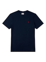 Темно-синий - U.S. Polo Assn. Mens Regular Fit Double Horsemen 100% Cotton T-Shirt - Image 7 of 8