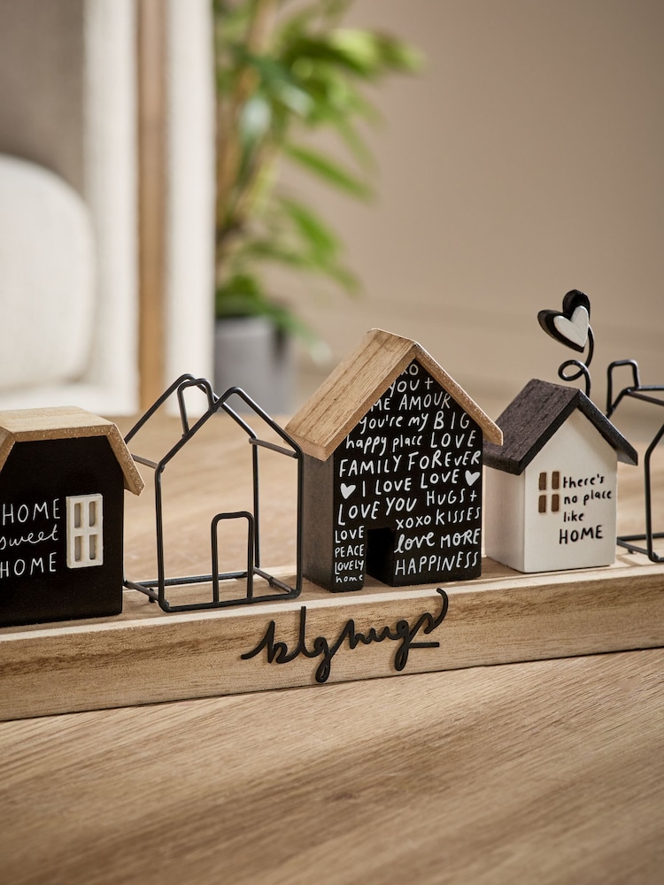 Black/White Big Hugs Slogan House Scene Ornament - Image 2 of 3