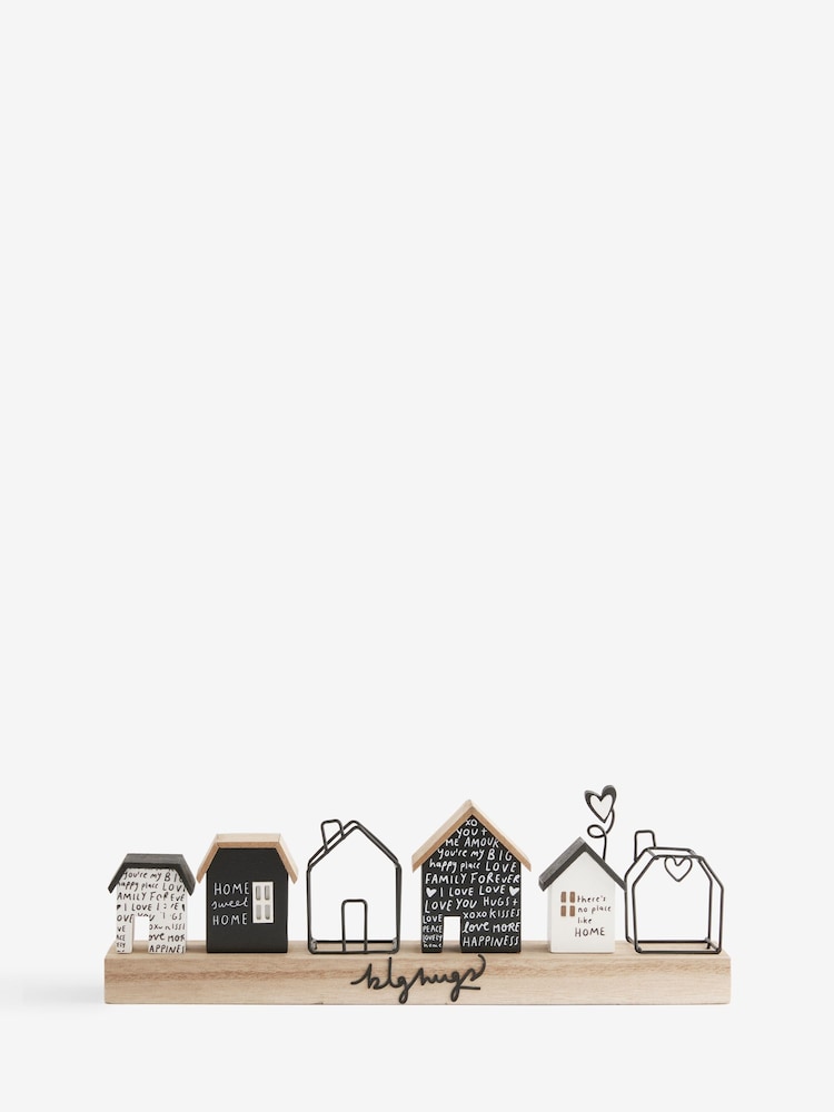 Black/White Big Hugs Slogan House Scene Ornament - Image 3 of 3