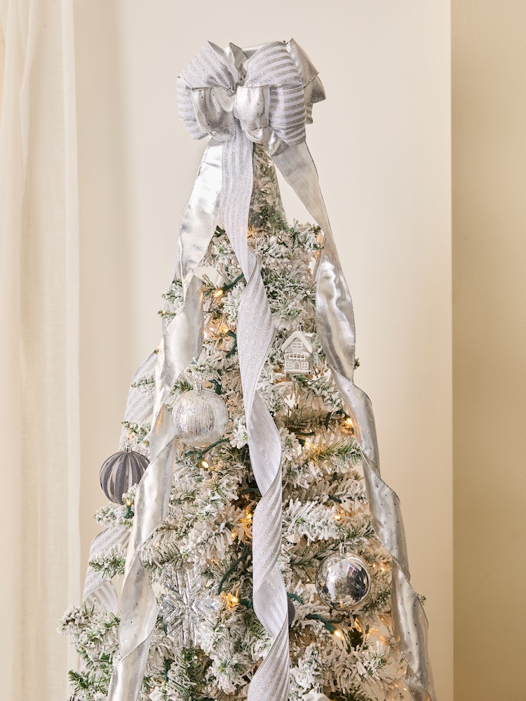 Silver Bow Christmas Tree Topper - Image 1 of 4