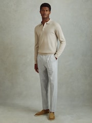 Reiss Light Grey Pin Belted Cropped Trousers - Image 3 of 5