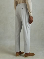 Reiss Light Grey Pin Belted Cropped Trousers - Image 4 of 5