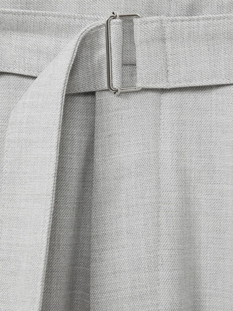Reiss Light Grey Pin Belted Cropped Trousers - Image 5 of 5 Reiss Light Grey Pin Belted Cropped Trousers - Image 5 of 5