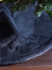 Navy Faux Fur Christmas Tree Skirt - Image 2 of 3