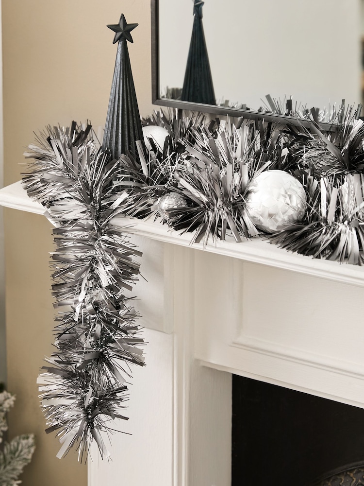 Silver 3 Metre Christmas Tinsel Decoration - Image 1 of 4