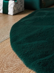Green Faux Fur Christmas Tree Skirt - Image 2 of 5