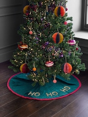 Teal Blue Ho Ho Ho Christmas Tree Skirt - Image 1 of 5