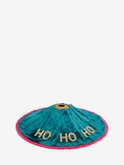 Teal Blue Ho Ho Ho Christmas Tree Skirt - Image 3 of 5