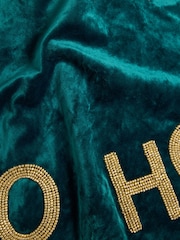 Teal Blue Ho Ho Ho Christmas Tree Skirt - Image 4 of 5