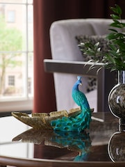 Teal Blue Peacock Bowl - Image 1 of 5