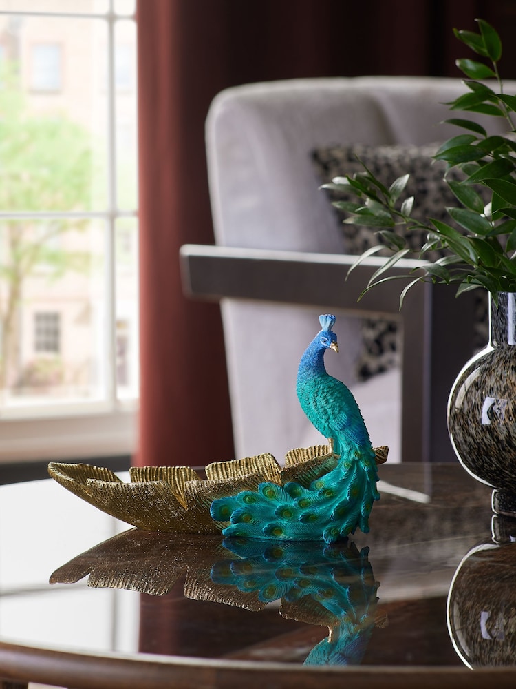 Teal Blue Peacock Bowl - Image 1 of 5