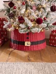 Red Santa Wicker Christmas Tree Skirt - Image 1 of 4