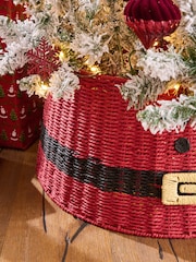Red Santa Wicker Christmas Tree Skirt - Image 2 of 4