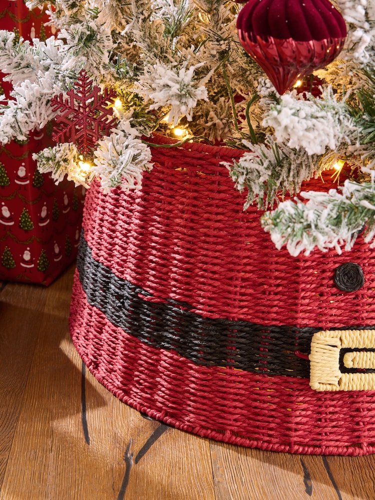 Red Santa Wicker Christmas Tree Skirt - Image 2 of 4