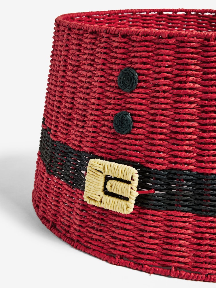 Red Santa Wicker Christmas Tree Skirt - Image 4 of 4
