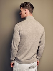 Cream Texture Regular Fit 100% Cotton Premium Quarter Zip Jumper - Image 3 of 7