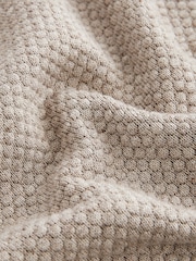 Cream Texture Regular Fit 100% Cotton Premium Quarter Zip Jumper - Image 7 of 7