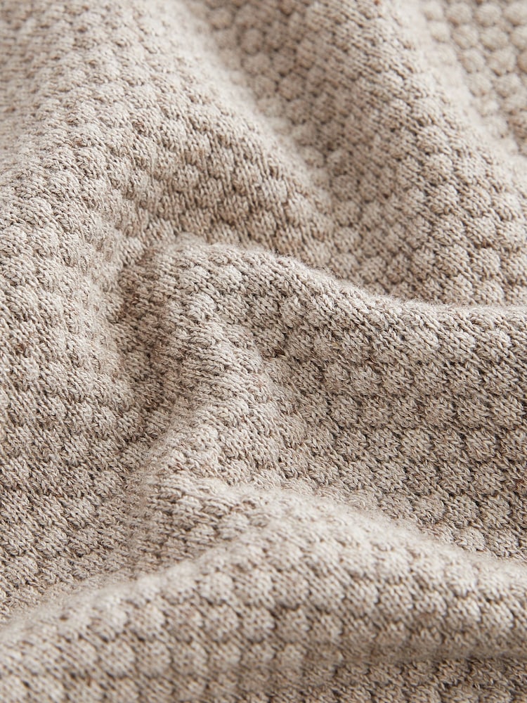 Cream Texture Regular Fit 100% Cotton Premium Quarter Zip Jumper - Image 7 of 7