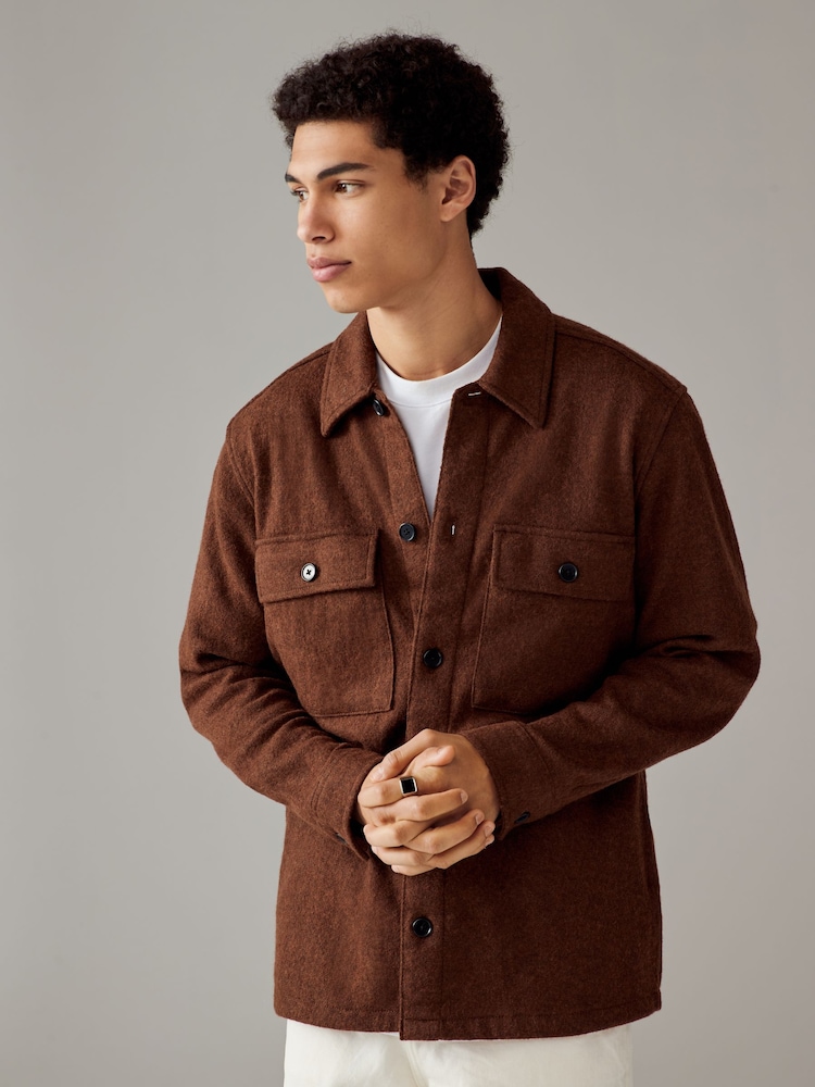 Stone Textured Bouclé Shacket With Wool - Image 1 of 10