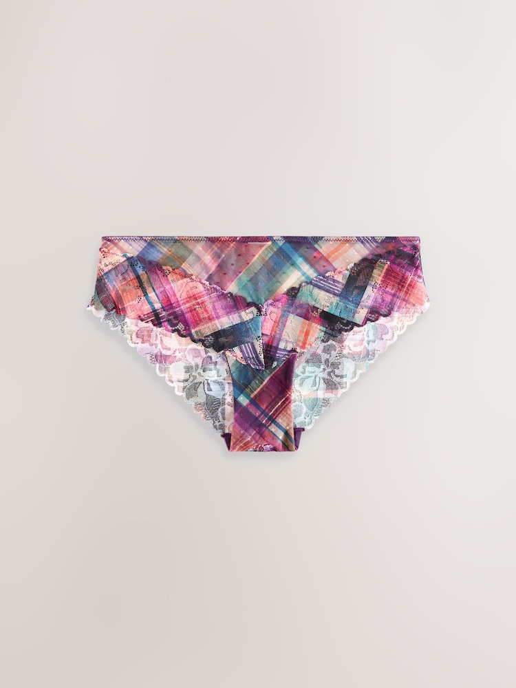 Red/Green Brazilian Floral Lace Knickers 3 Pack - Image 2 of 4