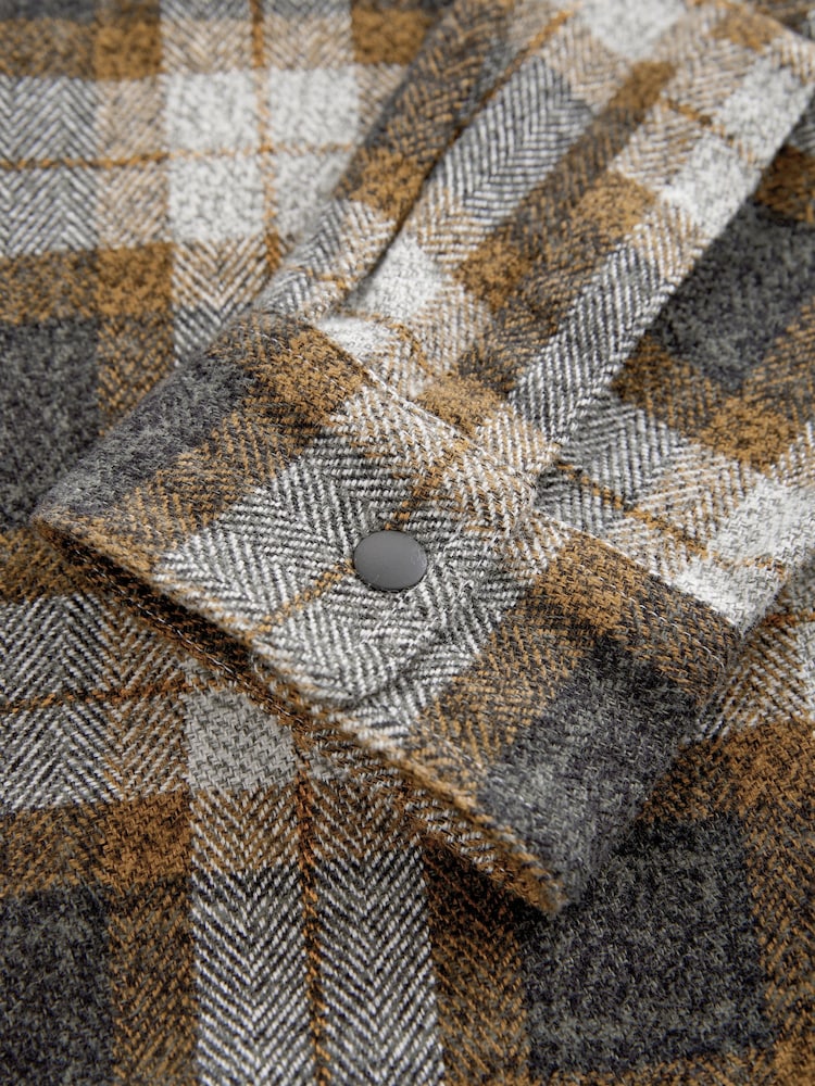Brown/Stone Natural Long Sleeve Western Check 100% Cotton Shirt - Image 9 of 9 Brown/Stone Natural Long Sleeve Western Check 100% Cotton Shirt - Image 9 of 9
