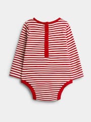 JoJo Maman Bébé Navy Blue Christmas Embroidered Dungaree & Bodysuit Set - Image 3 of 6