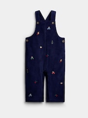 JoJo Maman Bébé Navy Blue Christmas Embroidered Dungaree & Bodysuit Set - Image 4 of 6