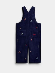 JoJo Maman Bébé Navy Blue Christmas Embroidered Dungaree & Bodysuit Set - Image 5 of 6